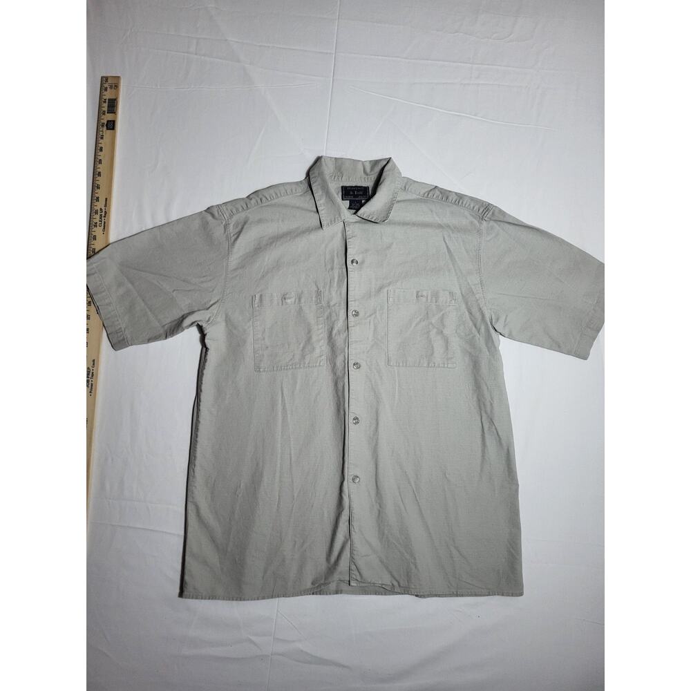 Honeywell & Todd Mens Large Linen Cotton Short Sleeve Button Shirt Pockets